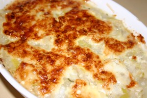 gratiné de poireau et lieu jaune