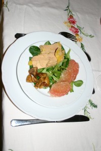 Foie gras mi-cuit et salade mixte